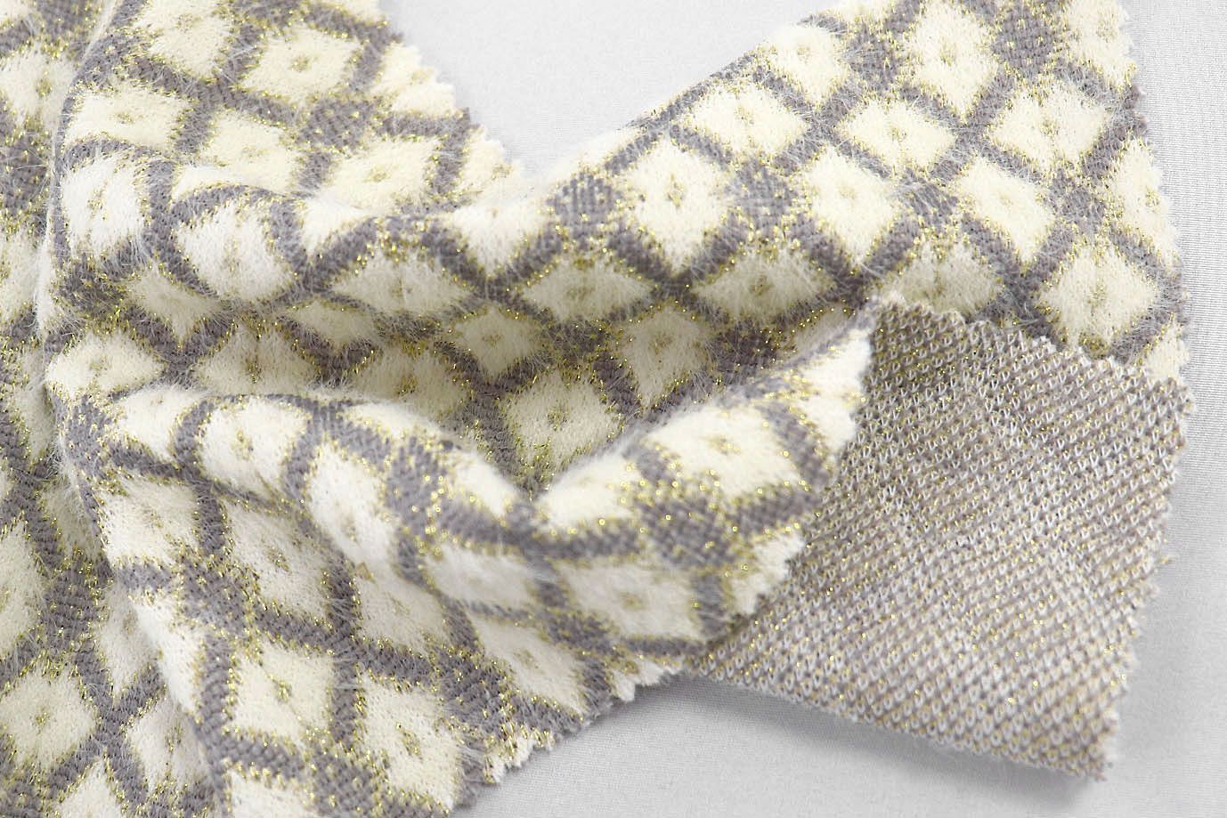 Трикотаж жаккард с люрексом принт/серый на молочном 3976-PY/D#3/C#2