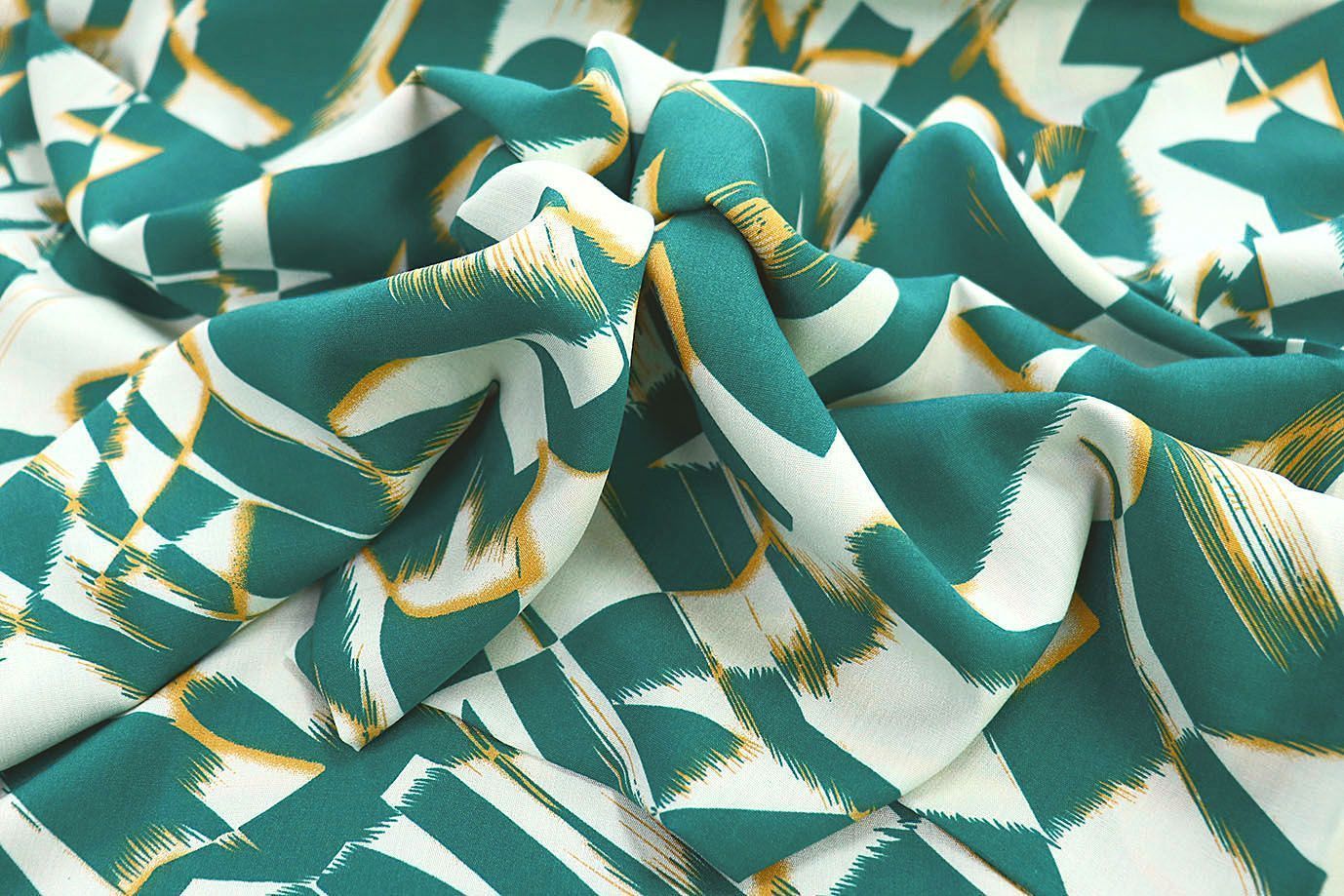 Штапель принт/зелено-молочный 1374-PY/D#18/C#5