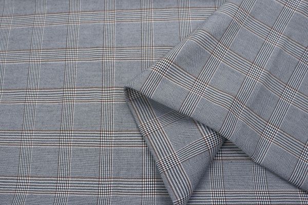 Костюмная ткань "Шотландка" принт/клетка серая 3079/D#4/C#1