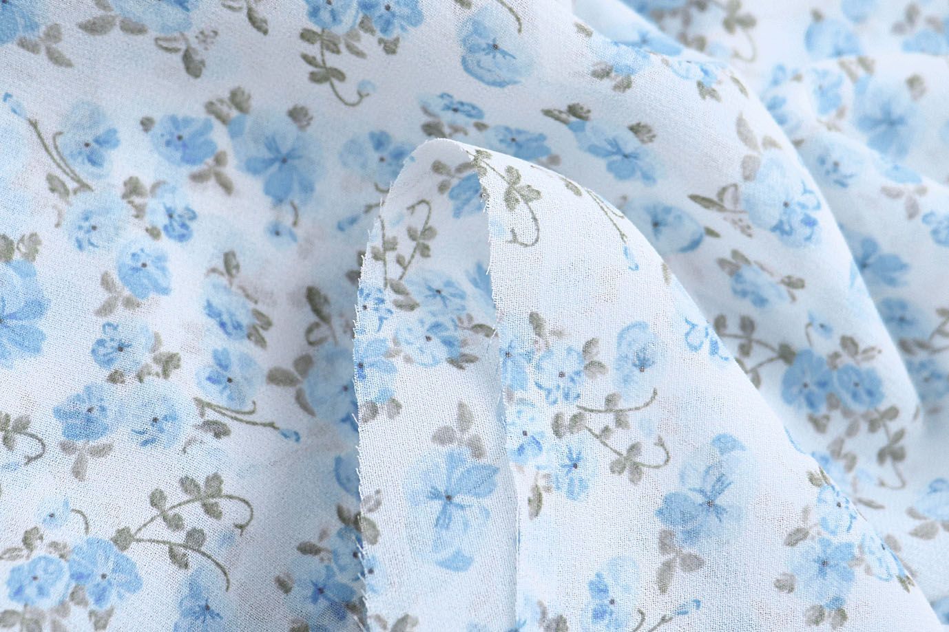 Шифон принт/цветы голубые на молочном 4247-PY/D#4/C#1