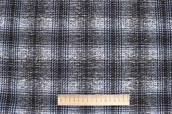 Трикотаж жаккард принт/клетка черно-голубая 3257-22-PY/D#3/C#3