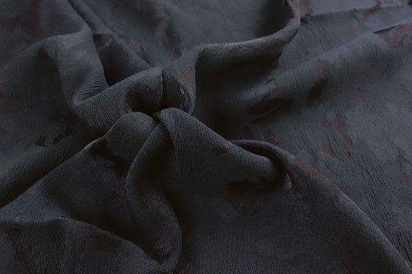 Шелк жаккард/цветы черные на коричневом 4029-PY/D#1/C#3 (12233)