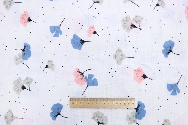 Муслин принт/цветы на белом 1393-PY/D#23/C#1