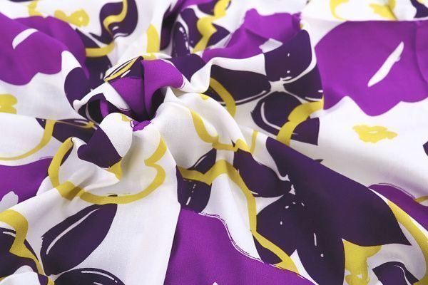 Штапель принт/фиолетово-желтый на белом 1382-PY/D#16/C#3