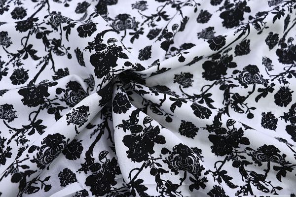 Штапель принт/цветы черные на белом 3860-PY/D#5/C#2