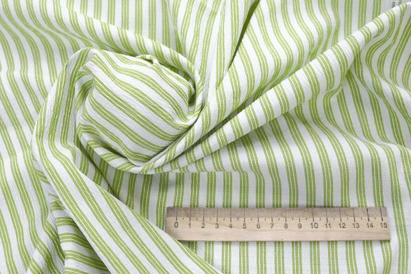 Хлопок жатый принт/полоска салатовая на белом 4172-PY/C#6