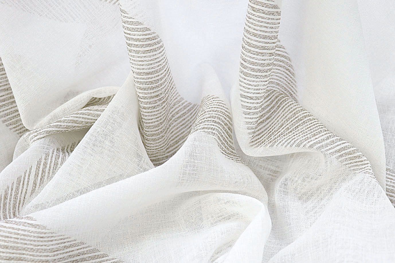 Тюль принт/коричневый на белом 1520-19/C#Taupe