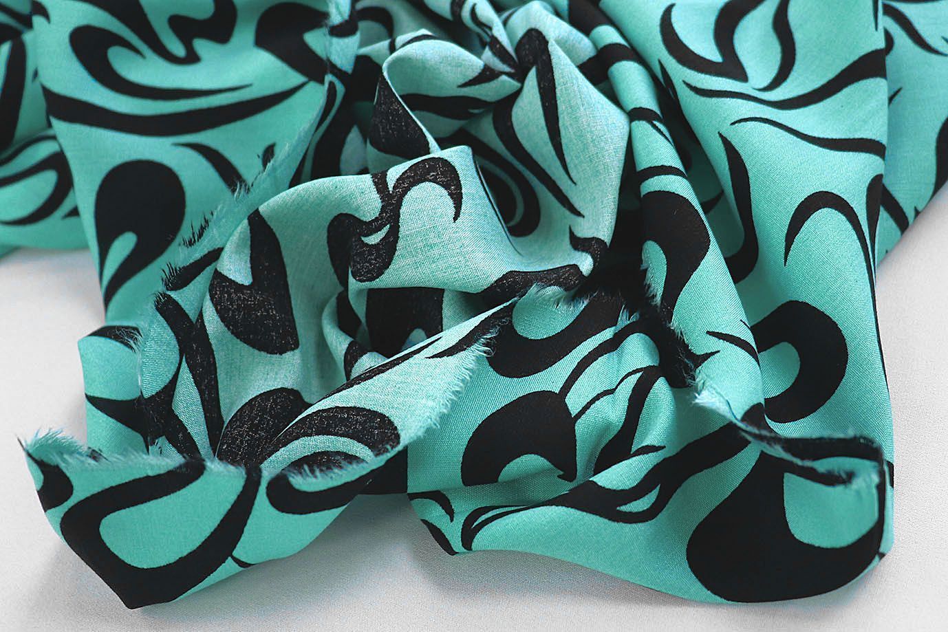 Штапель принт/черно-бирюзовый 1374-PY/D#24/C#5