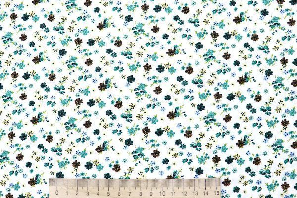 Штапель принт/цветы изумрудно-желтые на белом 4203-PY/D#41/C#3