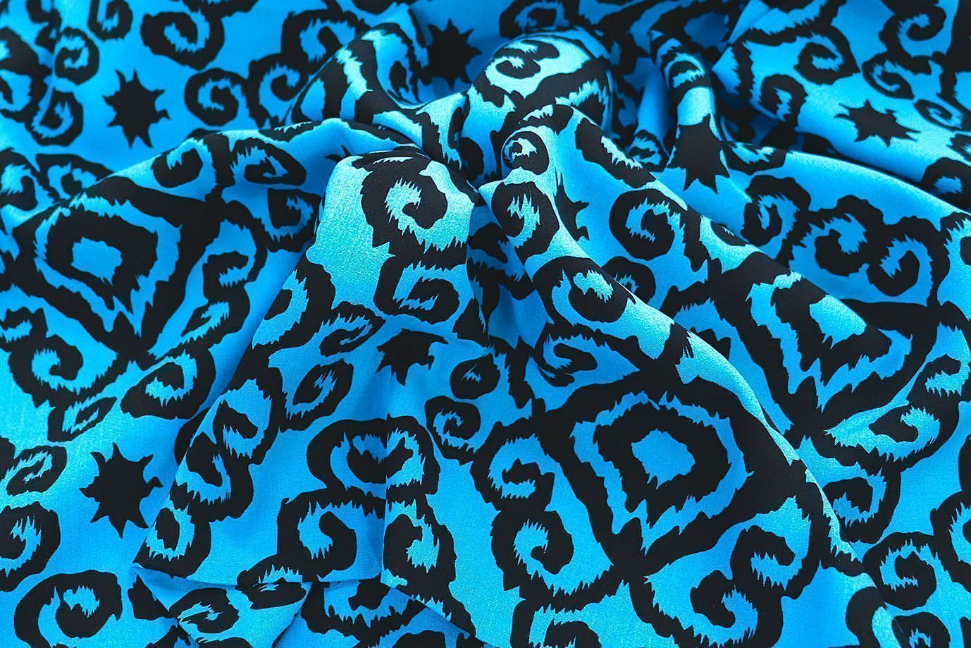Штапель принт/узор черный на синем 1374-PY/D#31/C#2