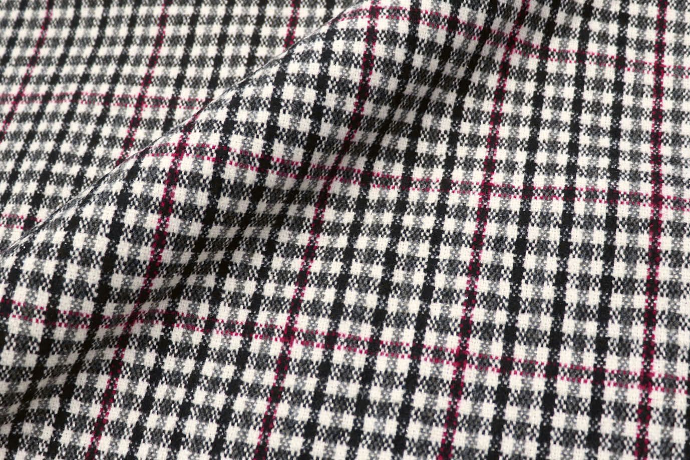Пальтовая ткань принт/клетка черно-малиновая 3111-21/D#2/C#2