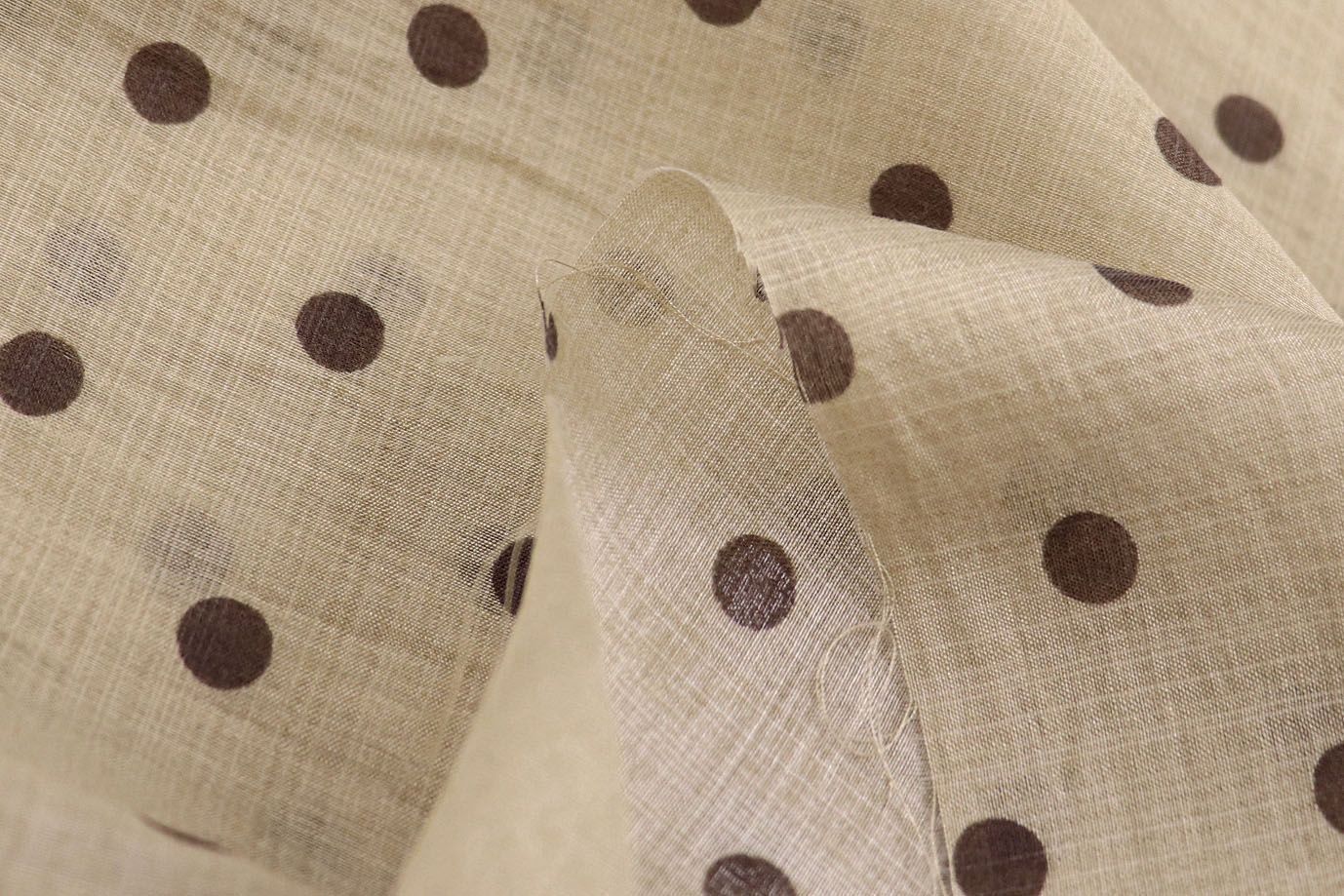 Органза принт/горох коричневый на бежевом 4197-PY/D#1/C#2
