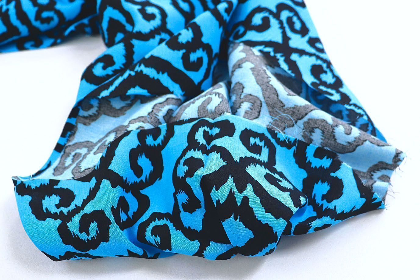 Штапель принт/узор черный на синем 1374-PY/D#31/C#2