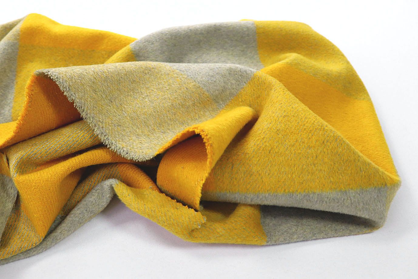 Пальтовая ткань "Микроворса" принт/клетка серо-желтая AP210301014/D#778-90135/C#2