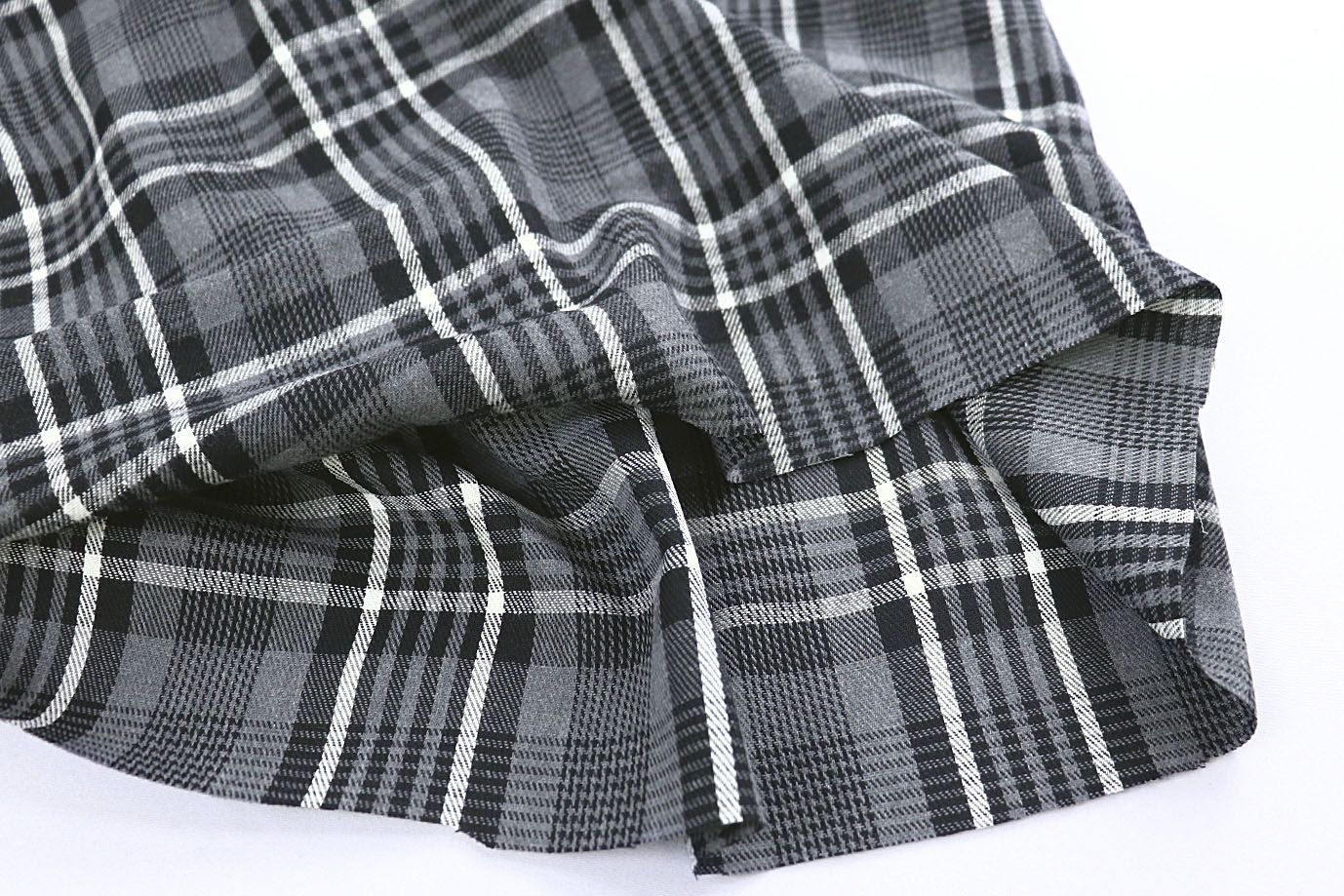 Рубашечная ткань принт/клетка белая на сером 1418-PY/D#8/C#2