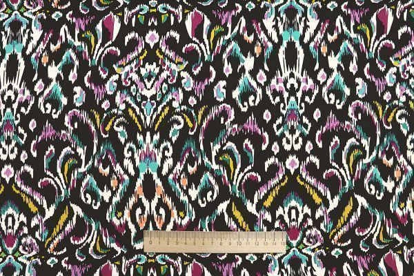 Штапель принт/узор черно-бирюзовый 3858-PY/D#24/C#4