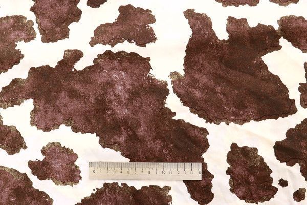 Сатин "Мадонна" стрейч принт/пятна коричневые на белом 4034-PY/D#1/C#2