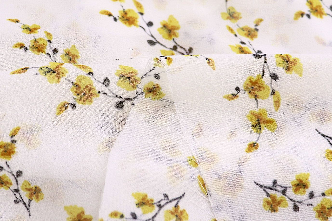Шифон принт/цветы желтые на молочном 4247-PY/D#5/C#1