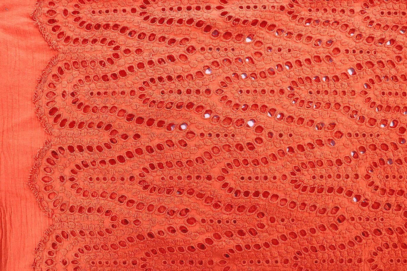 Хлопок "Батист" жатка с вышивкой/терракотовый 3202-PY/D#3/C#7 (EU4272)