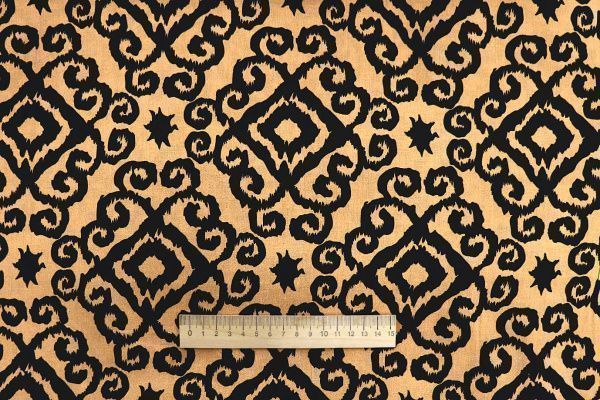 Штапель принт/узор черный на оранжевом 1374-PY/D#31/C#3