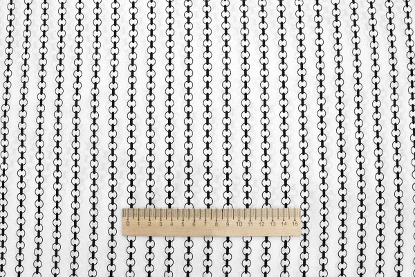 Сатин "Армани" принт/цепи черные на молочном 3588-PY/D#14/C#1