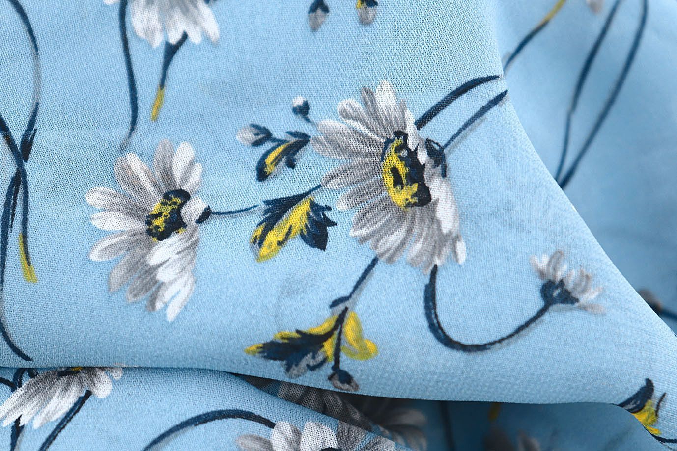 Шифон принт/цветы серо-розовые на светло-синем 3707-PY/D#56/C#5