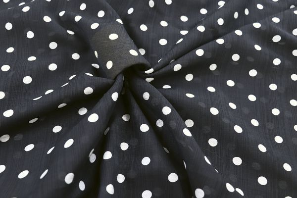 Органза принт/горох белый на черном 4197-PY/D#1/C#4