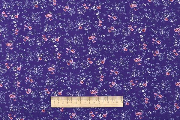 Шифон принт/цветы розовые на фиолетовом 3707-PY/D#18/C#4