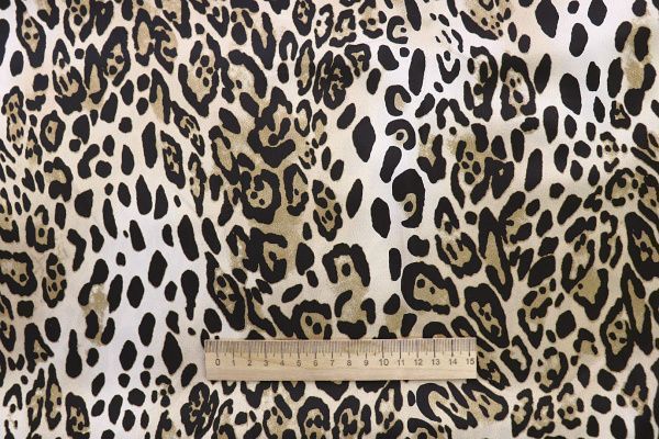 Шелк принт/леопард черно-бежевый на молочном 3881-PY/D#1/C#1