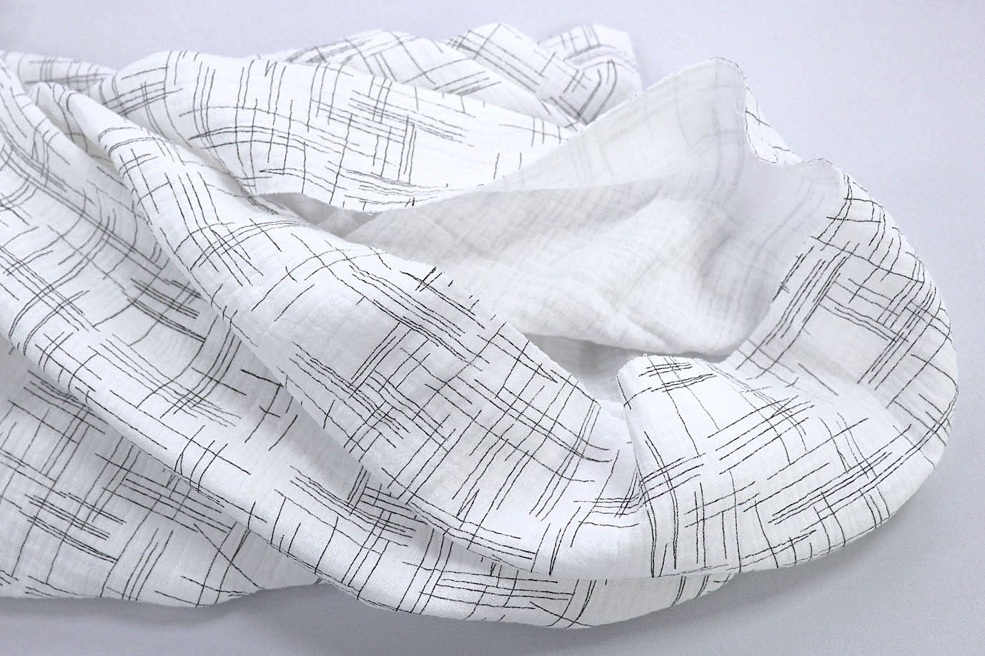 Муслин принт/черный на белом 1393-PY/D#8/C#1