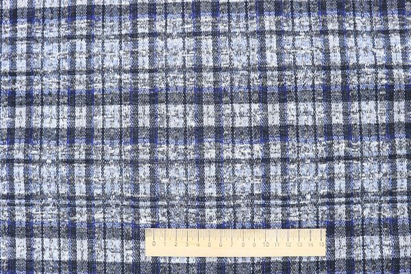 Трикотаж жаккард принт/клетка сине-белая 3257-22-PY/D#11/C#2