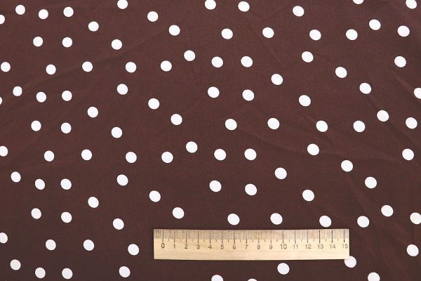 Сатин "Армани" принт/горох белый на темно-коричневом 3999-PY/D#1/C#2