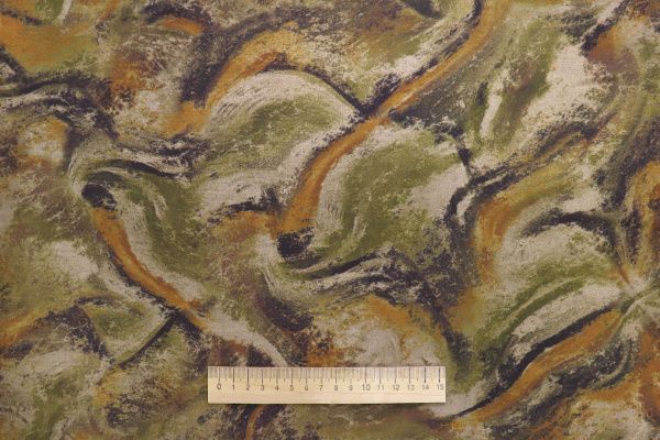 Сатин "Морокко" принт/зелено-оранжевый на бежевом 3888-PY/D#6/C#2