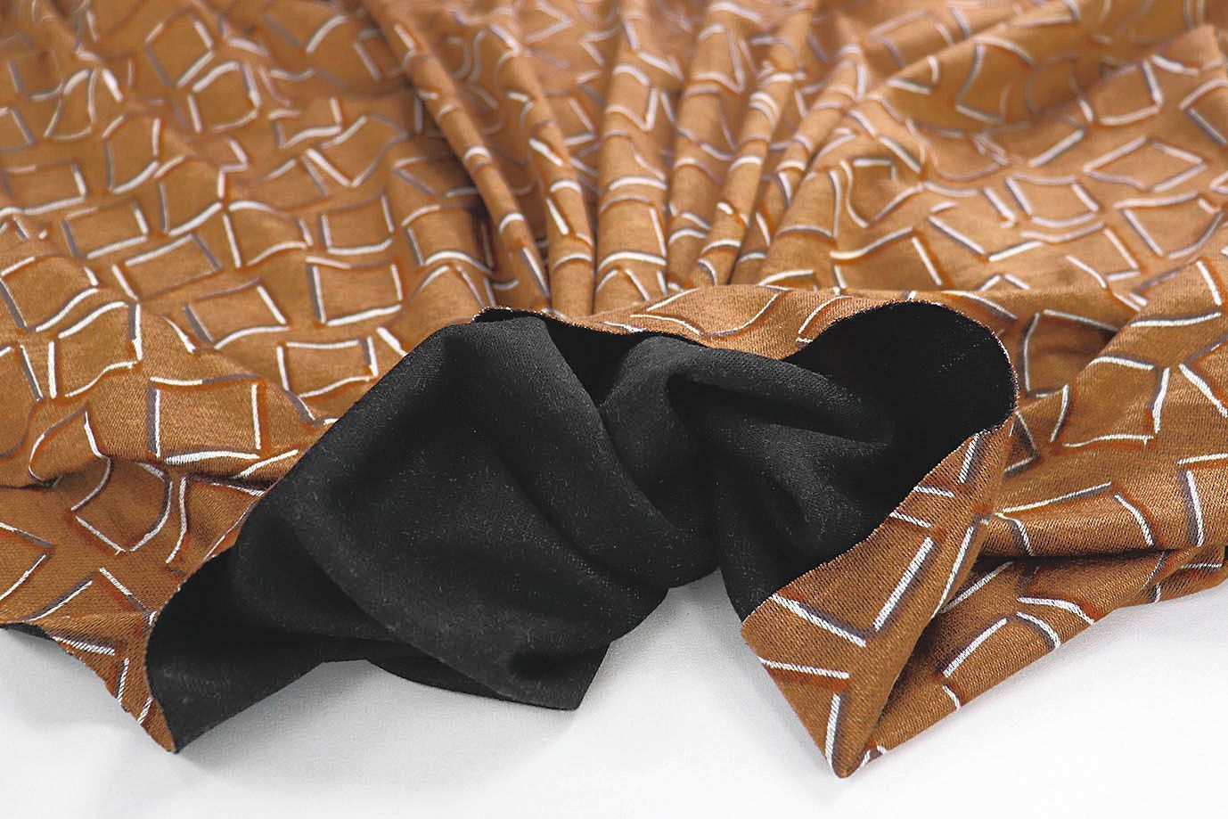 Трикотаж "Модал" принт/квадраты на светло-коричневом 3561-PY/D#6/C#2