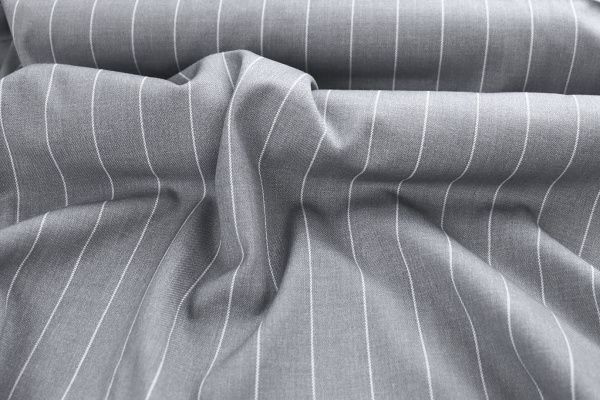 Костюмная ткань принт/полоска белая на светло-сером 3962-PY/C#2