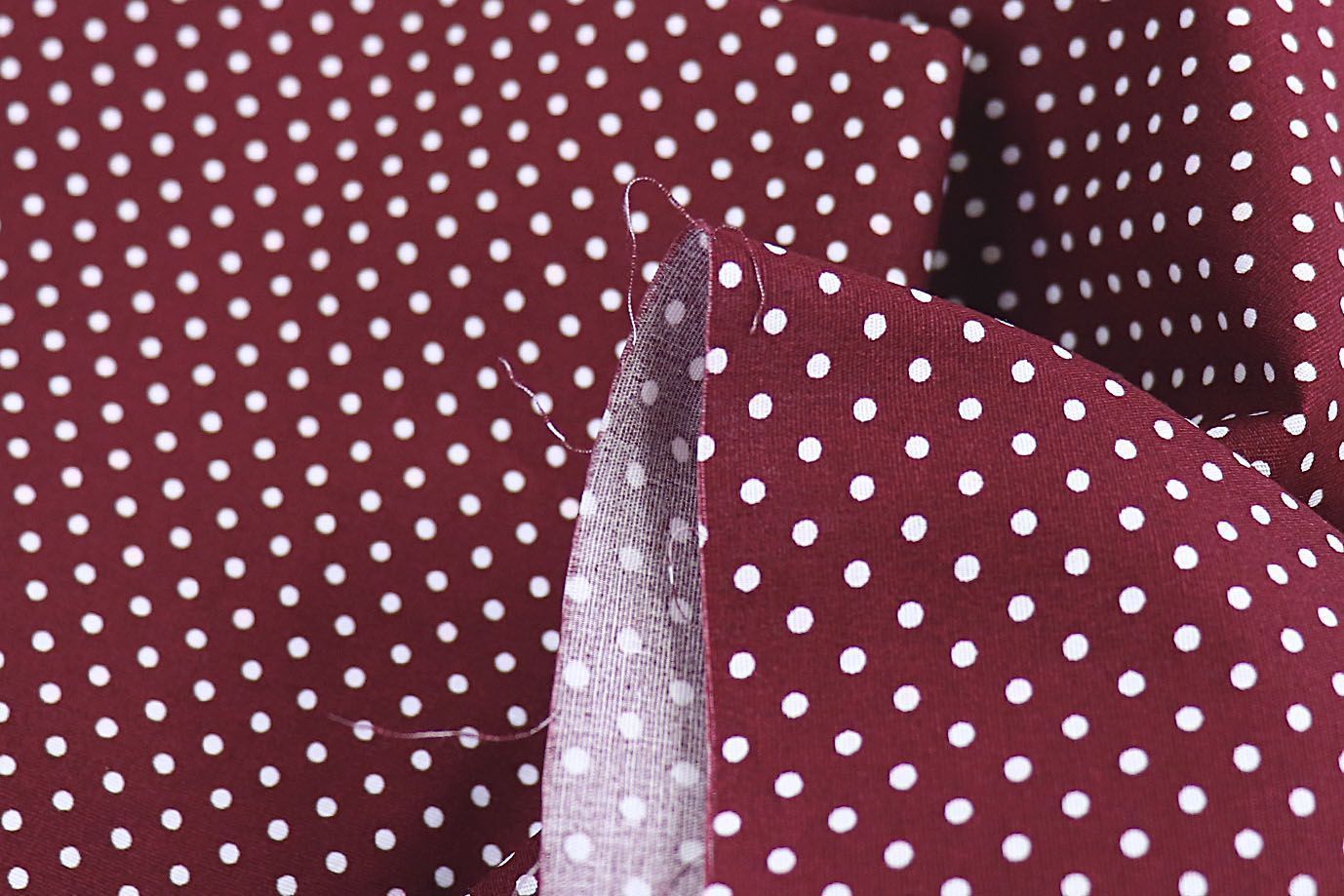 Хлопок "Поплин" стрейч принт/горох белый на бордовом 3716-PY/D#2/C#3