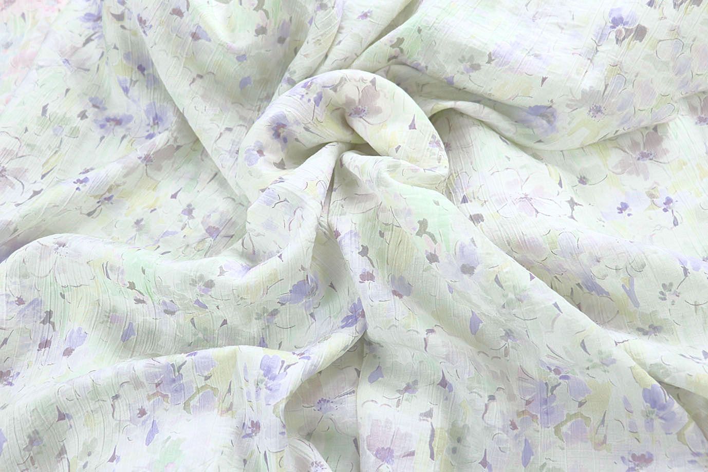 Лен "Медея" принт/цветы сине-зеленые на белом 4098-PY/D#3/C#2