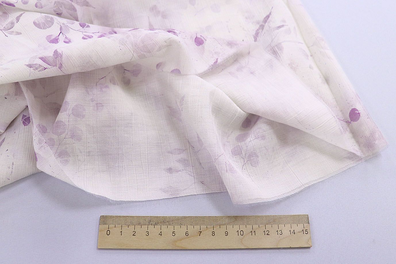 Лен "Медея" принт/цветы сиреневые на белом 3970-PY/D#7/C#1