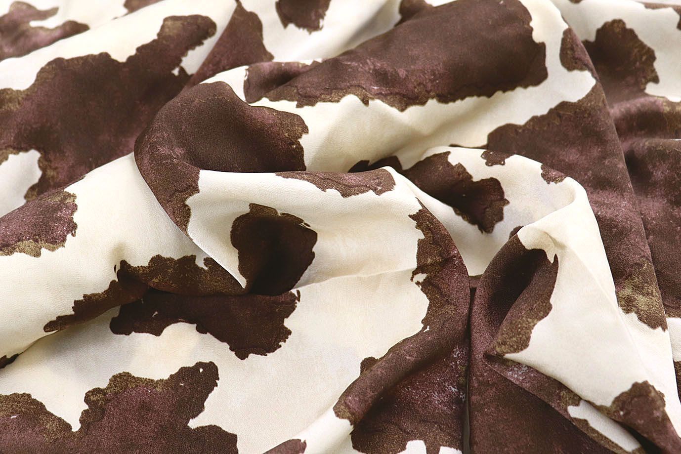 Сатин "Мадонна" стрейч принт/пятна коричневые на белом 4034-PY/D#1/C#2