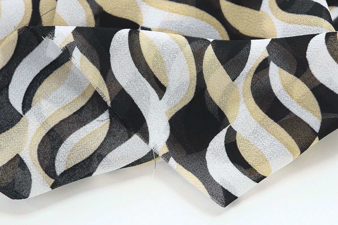 Шифон креп принт/желто-бело-черный 3639-PY/D#1/C#1