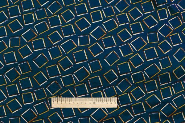 Трикотаж "Модал" принт/квадраты на синем 3599-PY/D#1/C#1