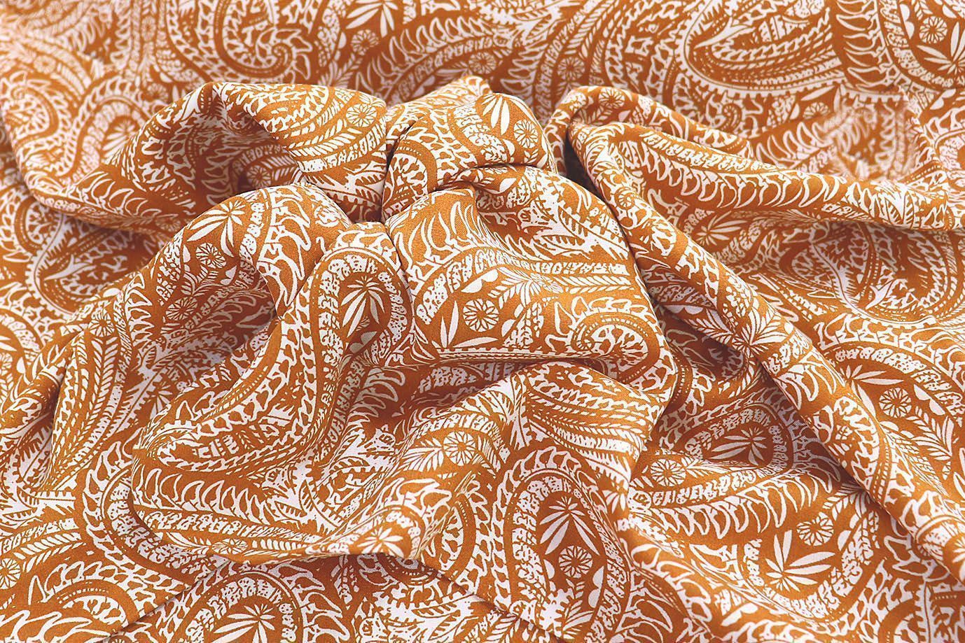 Штапель принт/узор белый на коричневом 1374-PY/D#26/C#9