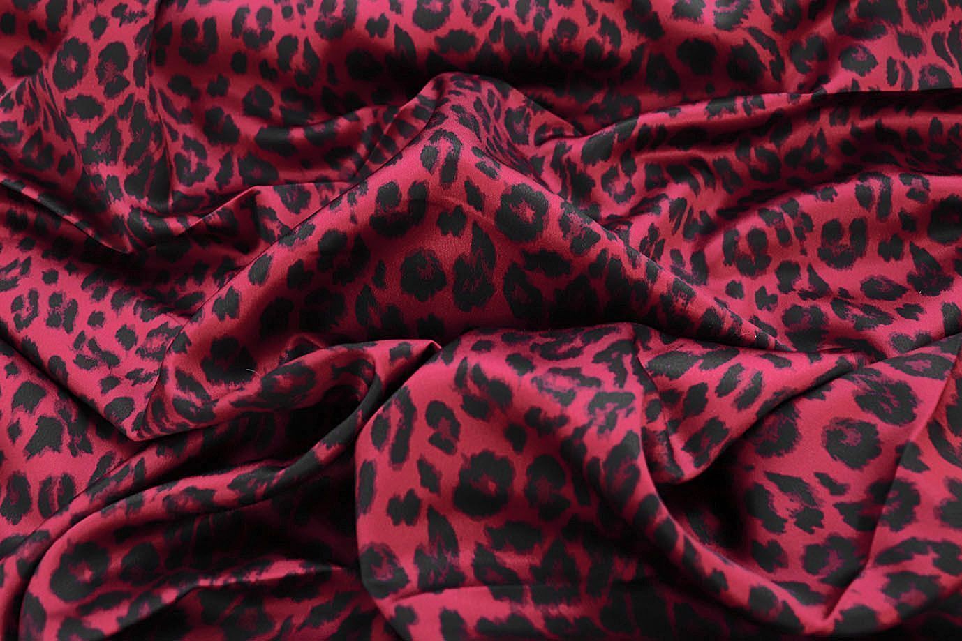 Шелк принт/леопард черно=бордовый на малиновом 3881-PY/D#2/C#2