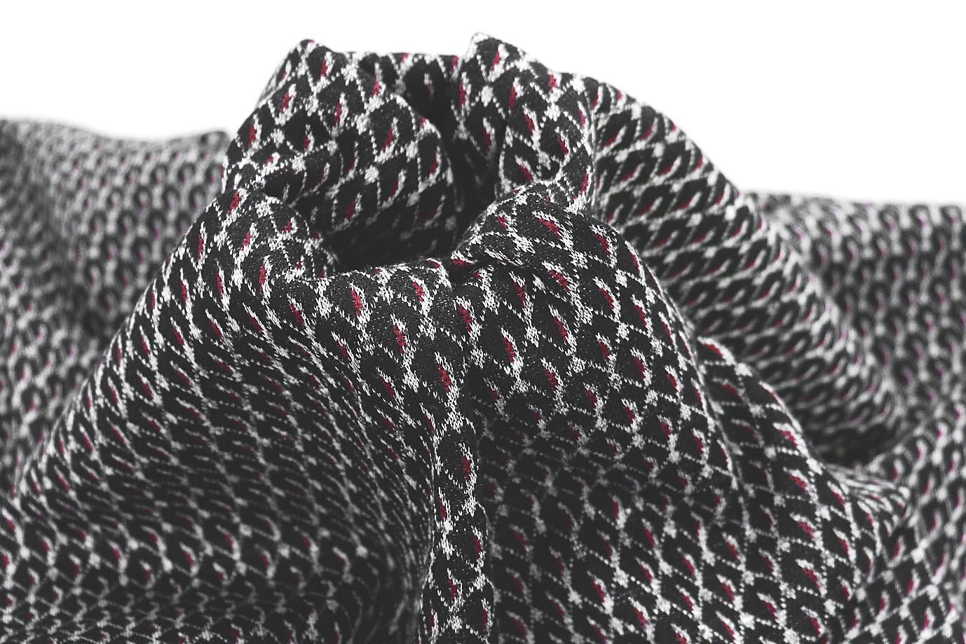 Трикотаж жаккард принт/черно-белый с красным 3257-22-PY/D#6/C#1