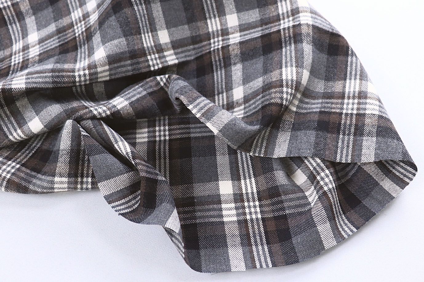 Рубашечная ткань принт/клетка коричневая на темно-сером 1418-PY/D#1/C#3