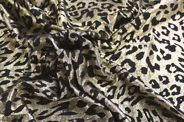 Шелк с блеском принт/леопард черно-бежевый 3841-PY/C#3