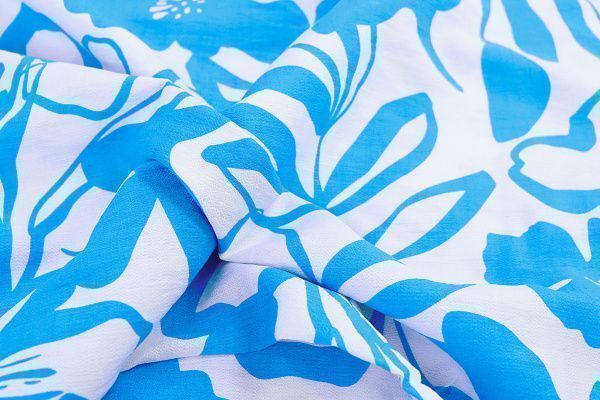 Лен БОХО принт/бирюзовый на белом 3815-PY/D#3/C#8