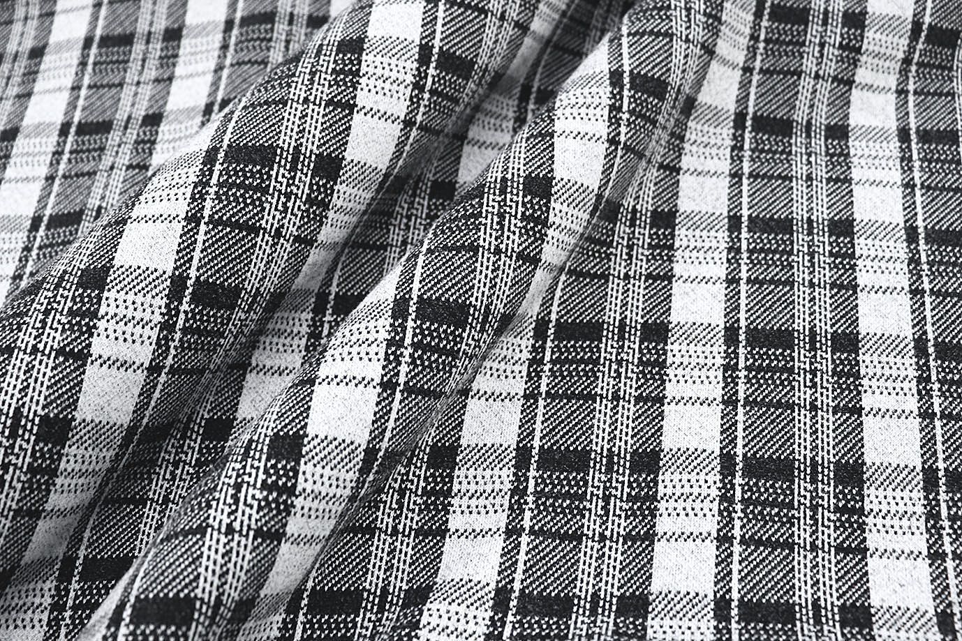 Трикотаж жаккард принт/клетка черная на белом 2815/D#4