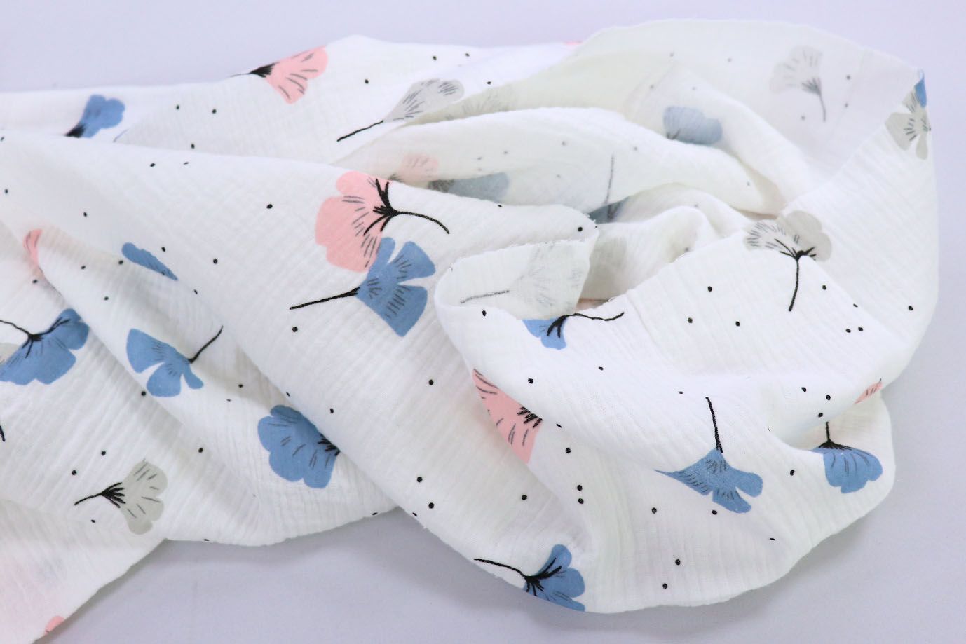 Муслин принт/цветы на белом 1393-PY/D#23/C#1