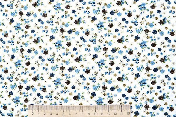 Штапель принт/цветы сине-желтые на белом 4203-PY/D#41/C#1